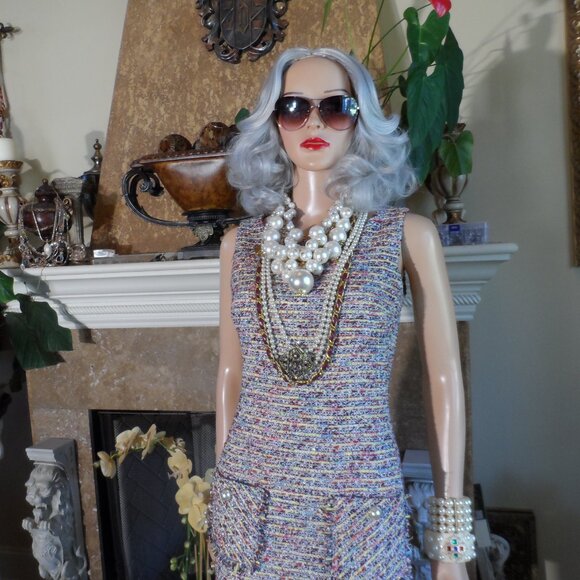 Karl Lagerfeld Paris Multi-Color Bouclé Tweed Dress & Jacket Suit Size S - Picture 5 of 16
